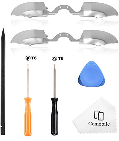 Cemobile Lot de 2 boutons de déclenchement argentés LB RB pour manette Xbox One Elite Series 1, pas pour Xbox Elite Series 2, T6 T8 Tournevis Spudger Outils de réparation