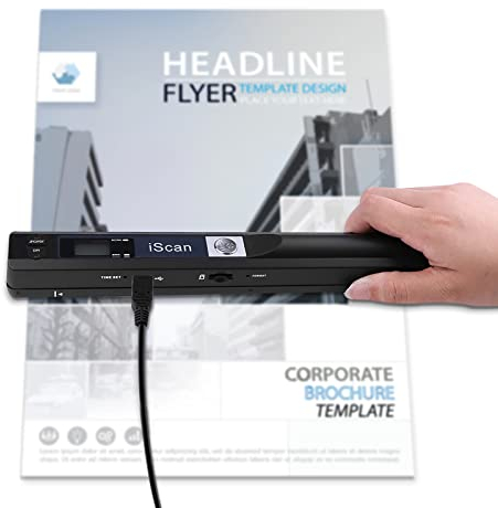 Houkiper Scanner Portable, Scanner De Documents Portable A4 Images Scanner Scanner d'images Portable USB Sélection de Format JPG/PDF-300 dpi / 600 dpi / 900 dpi