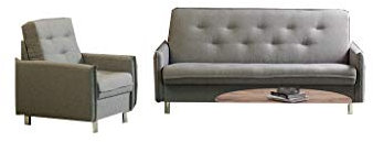 MOEBLO Couchgarnitur Polstergarnituren Sofa mit Sessel, Schlafsofa Kippsofa Sofa mit Schlaffunktion Klappsofa Bettfunktion Couch - Cappuccino - Lila
