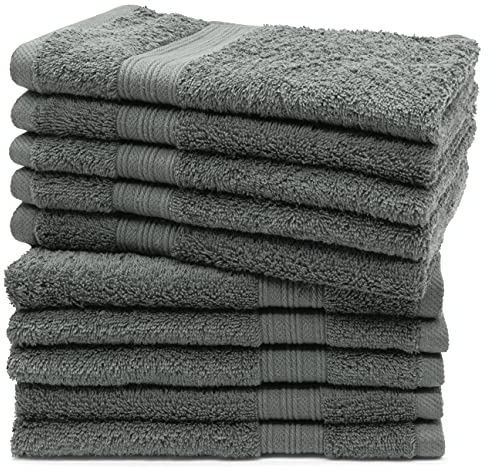 ZOLLNER 10 Toallas de tocador, 30x50 cm, 500 g, Gris, algodón 100%