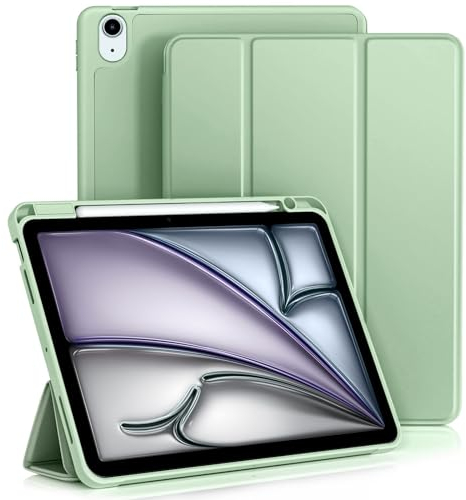 Vobafe Cover iPad Air 11 2025 2024/5 4 Generazione 2022/2020, 10.9/11 Pollici, Custodia in Supporto Protettivo con Pencil Holder, Supporta la Carica di Apple Pencil, Verde Matcha