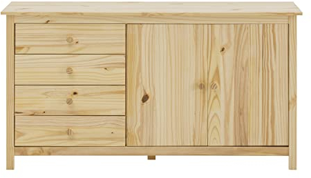 Sideboard Kiefer massiv Natur lackiert 2 Türen 4 Schubladen