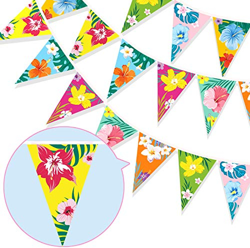HOWAF Hawaii Banner, Hawaii Hibiskus Wimpel Banner Girlande, Hawaii deko Hibiskus Aufhängen Wimpelkette, für Hawaii Tropische Sommer Geburtstag Deko Luau Tiki Beach Party deko