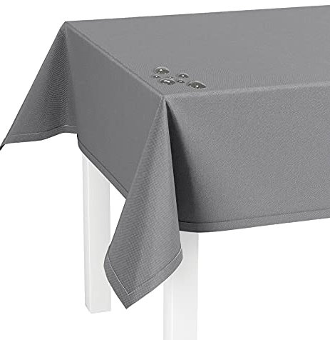 LILENO HOME Tischdecke abwaschbar [140x280cm] in Grau - Gesäumte Polypropylen Gewebe Tischdecke wasserdicht mit Fleckschutz