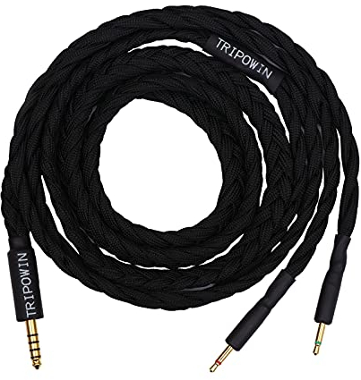 Tripowin GranVia - Cable de repuesto de audio OFC mejorado, conector dual de 2,5 mm a cable estéreo TRRRS de 4,4 mm, para HD700/THIEAUDIO/PHANTOM (enchufe de 4,4 mm, doble 2,5 mm, 1,5 m, negro)