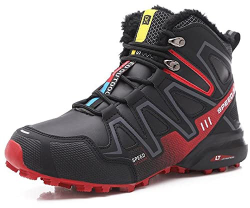 WYUKN MTB Cycling Shoes ,Men Motorcycle shoes Waterproof Trekking Bicycle shoes Outdoor hiking sneakers jogger man,Red-43EU