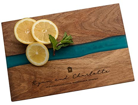 Personalised Engraved Resin Chopping Board | Housewarming Gifts for New Home | Unique First Home Chopping Board | River Board