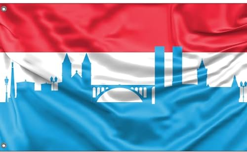Luxemburg-Skyline-Flagge, Luxemburg, einzigartiger Designdruck, hergestellt in der EU (90 x 150 cm)