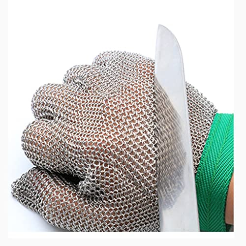 Samnuerly Edelstahl-Kettenhemdhandschuhe, Küchen-Schneiden, Schälen, Gartenarbeit, Schutzhandschuhe, schnittfeste Handschuhe, verstellbar (Größe: 1 Stück/XL)