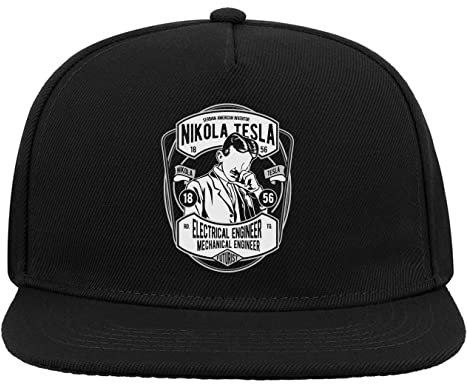 Nikola Tesla Serbian American Inventor Electrical Engineer 5-Panel-Baseballmütze mit flachem Visier und Snapback Schwarz