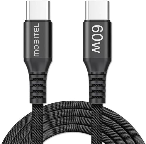 Mobitel USB C to USB C Cable 60W 1.5M Samsung Charger Type C Charger Cable Fast Charging Lead Nylon Braided for iPhone 15 16 Samsung A Series S22 S23 S24 S25 Pixel 9 8 7 6 iPad Smart Watch Power Bank