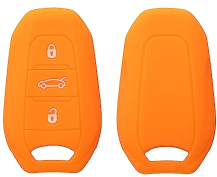 kwmobile Schlüsselhülle für Peugeot Citroen 3-Tasten Smartkey Autoschlüssel (nur Keyless Go) Hülle - Autoschlüssel Schlüssel Hülle aus Silikon - Schlüsselschutz Gehäuse in Fruity Orange