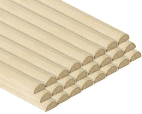 TWE Mezzi Tondi in Legno Massello Ayous Alta Qualità 10x20 Made in Italy Confezione da 24 pz (10x20x1000) mm