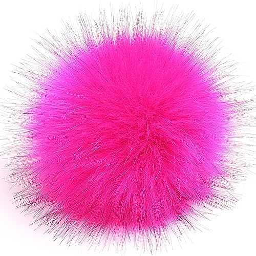 SYSUII 10 Stück 8cm Kunstfell Pompon Fellbommel Pompon Bommel für Mützen Beanies Fellbommel Fellpompon Künstlicher Haarball für Tasche Anhängern Schlüsselanhänger Dekoration Bekleidung Zubehör -Rose
