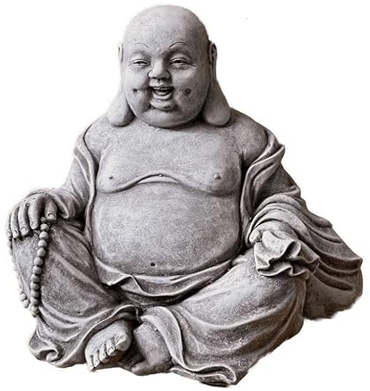 stoneandstyle Steinfigur Dicker Buddha sitzend frostfest Steinguss