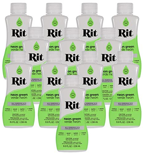 Rit Dye - Tinte líquido para telas de 8 onzas para ropa, decoración y manualidades, color verde neón (paquete de 12)