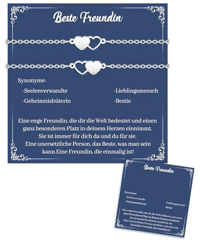 CheersLife Beste Freundin Geschenke, Freundschaftsarmband für Damen Mädchen - Herzarmband für Weihnachten und Geburtstag