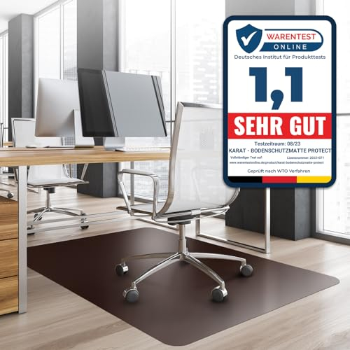 Bodenschutzmatte Bürostuhl, Schreibtischstuhl Unterlage transparent, Unterlage Schreibtisch Schutzmatte, Bodenschutzmatten für Bürostühle, 90 x 120 cm für Hartböden (Kupferbraun)