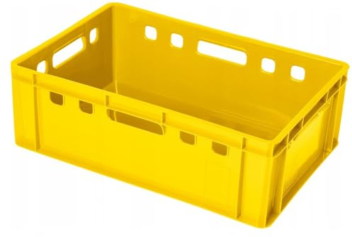 BirnePower Fleischerkiste Fleischkiste Eurofleischerkiste E2 Stapelkiste Kiste Farbe Gelb Eurobox Lagerkiste Metzgerkiste Box 60x40x20 cm (3)