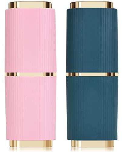 2 Stück Zahnbürsten Etui, Zahnbürste Etui Reisebox, Kunststoff Zahnbürsten Etui Reise Set, Tragbar Zahnputzbecher Reisen für Camping Reisen Wandern Geschäftsreisen Zuhause (Rosa+Blau)