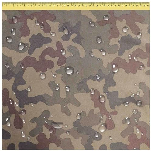 DreamRoots Segeltuch Wasserdicht - Polsterstoff Meterware 160 cm breit - Wasserabweisender Stoff 220 g/m2 600D - Markisenstoff Wasserdicht Meterware Camo 2M