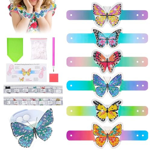 Geschenke Mädchen 5 6 7 8 9 12 Jahre, DIY Diamond Painting Armbänder Set, Diamond Painting Kinder Armbänder, Bastelset Spielzeug für Kinder Teenager Mädchen Geburtstagsgeschenke DIY