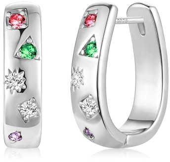 ALEXCRAFT U Förmige Creolen Silber 925 Ohrringe Damen Klein mit Zirkonia Geschenk für Frauen Freundin Mama Mädchen