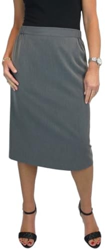 Paulo Due Lined Pencil Skirt for Women Smart Ladies Below Knee Elasticated Waist Skirt Office Evening Marl Grey 10-24 (14)
