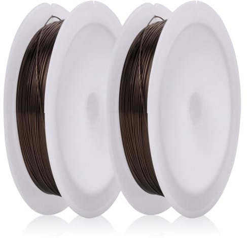 MEGAVOW 2 Rollo Alambre para Manualidade, Alambre Floral para Bonsai, Alambre Metálico Hilo de Artesanal para Floristería Bisutería Joyeria Escultura, Hilo para Pulseras, Marrón