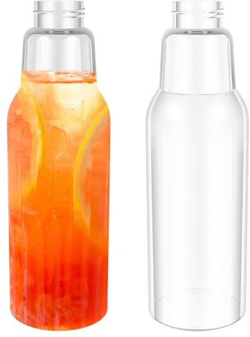 2Pcs 1000ml Glass Water Bottles With Lids for Beverage Food Storage Airtight Clear Glass Bottles Glass Juice Bottles for Smoothies Milks Pickles Jams