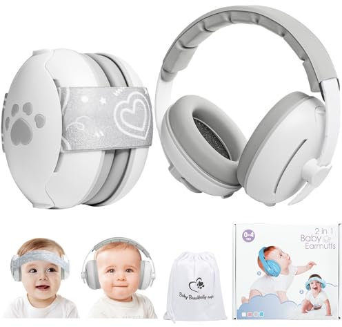 GOTFUN Casque Anti Bruit Bébé, 2 en 1, Protection Auditive pour Bébés et Tout-Petits, Bleu, 3 à 48 Mois