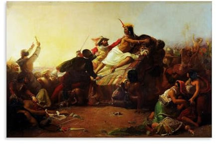 John Everett Millais Painter Works (Francisco Pizarro greift den Inka von Peru), Poster, Kunstdruck, Wandfoto, Farbe, hängendes Bild, Familienschlafzimmer, Dekoration, Geschenk, 40 x 60 cm