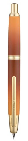Jinhao 10 Press Fountain Pen with Box, Caramel Orange Gradient Retractable Extra Fine Nib with Ink Converter Set (Golden Clip)