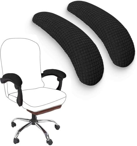 COYUN 2Pcs Bürostuhl Arm Armlehne Abdeckungen, dehnbar Polyester Bürostuhl Schutz Abdeckungen entlastet Ellenbogen Beschwerden Bürostuhl Bezug Armlehnen Polster,Länge-40cm,Schwarz