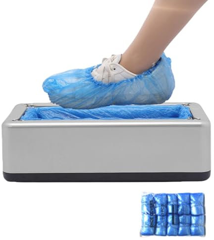 Dispensador de cubierta automática de zapatos - Máquina de cubierta automática portátil Conjunto de máquina con 100 cubiertas de zapatos - Cubierta de botas sin deslizamiento impermeable para oficinas