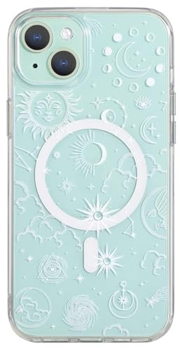 CHEORFAY Funda Magnética para iPhone 15 Plus, Compatible con MagSafe, Carcasa Protectora Transparente con Diseño Almohadillas Aire Antigolpes y Patrón Astrológico para iPhone 15 Plus - Estrellas