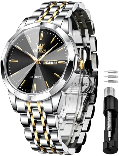 OLEVS Herrenuhren Skelettuhr Quarz Rennwagenrad Edelstahl Casual Sports Wasserdicht Leuchtend Herrenarmbanduhren