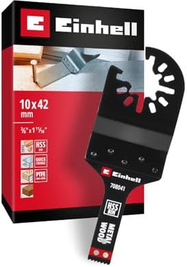 Original Einhell lama per sega a immersione in bimetallo per metallo e legno (larghezza 10 mm, profondità 42 mm, finitura PTFE, dentatura metallo, cambio rapido)