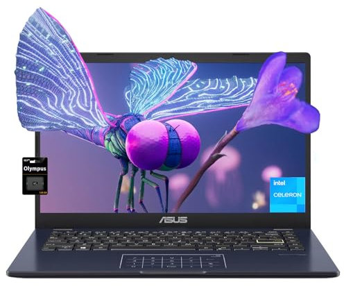 ASUS Ordinateur portable ultra léger FHD 14 pour les entreprises, Intel Quad-Core N4500, 4 Go de RAM, 128 Go eMMC, webcam, HDMI, Win 11 S, bleu silencieux