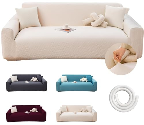 Oblu life Sofa Überzug 3 Sitzer, Stretch Couch Bezug mit Non-Slip Foam, Hoch elastischer Waffelstoff, Haustierfreundlicher Sofaschutz für Hunde & Katzen, 1-teilige waschbare Couch Abdeckung