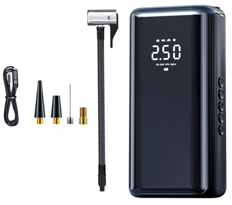 YUMILI Rechargeable Cordless Tire Inflator, 150PSI Portable Air Compressor -with 4 Modes for Car/Motorcycle/Bike 4500mAh Battery, Type-C Fast Charge, Power Bank (ST-210A)
