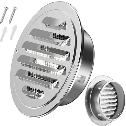 Tappo Griglia Aerazione, Griglia di Ventilazione Tonda da Incasso con Zanzariera, Prese D'aria a Parete, Copertura di Ventilazione per Ventole di Scarico, Bagno, Cucina, Ufficio(130mm/5.12in)