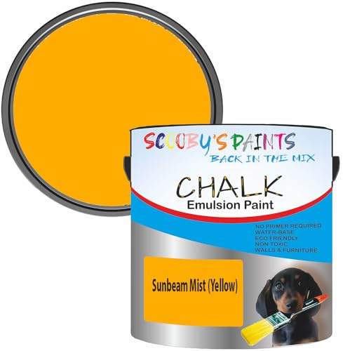 Scooby's Paints Chalk Emulsion Paint, Water-Based, No Primer Required, 250ml, For Walls and Furniture (Sunbeam Mist (Yellow))