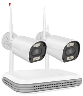 H.265 3/5MP Kamera-Kit Drahtloses CCTV-System WLAN-Kamera-Kit Sicherheits-Audio AI-Gesichtserkennung IP 8CH NVR-Videoüberwachung Bewegungserkennung(None,8CH NVR 2 Cams 3MP)