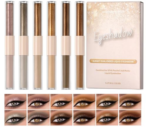 Flüssiger Lidschatten Make-up 6-teilig Anhaltend Wasserdicht Doppelseitig