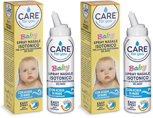 CARE for You, Spray Nasale Isotonico Baby - Spray Nasale Bambini, Soluzione Isotonica, Pulizia Quotidiana del Naso, Indicato per Bambini e Neonati, 2+ Mesi, 100 ml (Confezione da 2)