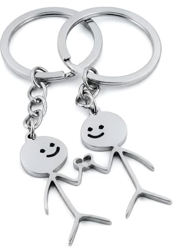 2 Pièces Porte Clef Couple, Cadeau Saint Valentin, Idee Cadeau Couple Original, Cadeaux Saint-Valentin, Doigt Amusant Porte clés, pour petit ami, petite amie, épouse, mari, fiancée, amis