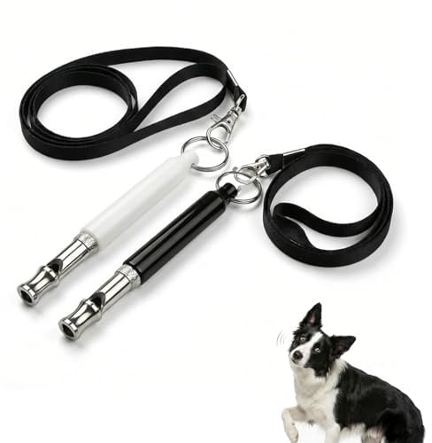 2 Stück hundepfeife, Hundepfeifen mit Schlüsselband, hundepfeife rückruf - Der Klang ist stabil und laut - Frequenz individuell einstellbar, Mit Schnur zum Aufhängen - Ideal für Hundetraining
