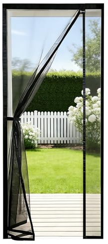 Sekey Fliegengitter Tür für Balkontür Magnetvorhang Insektenschutz für Seitliches Öffnen, Magnet Fliegengitter Balkontür, Einfache Installation, ohne Bohren 130x220cm Schwarz