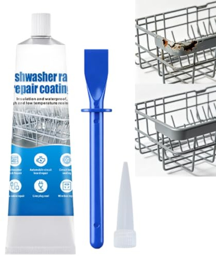 Grey Dishwasher Rack Repair Kit,Dishwasher Rack Replacement,Liquid Rubber | Waterproof High Temperature Resistant,Dishwasher Rack Repair,Dishwasher Accessories,Easy to Use,Long-Lasting Adhesion